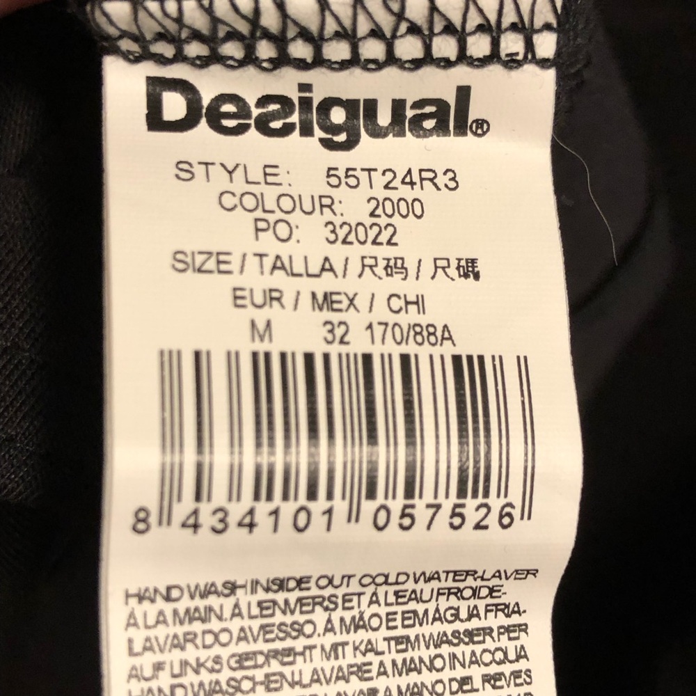 Desigual Dress Black Long Sleeved with Red Satin Applique Flowers Cotton M - Picture 13 of 13